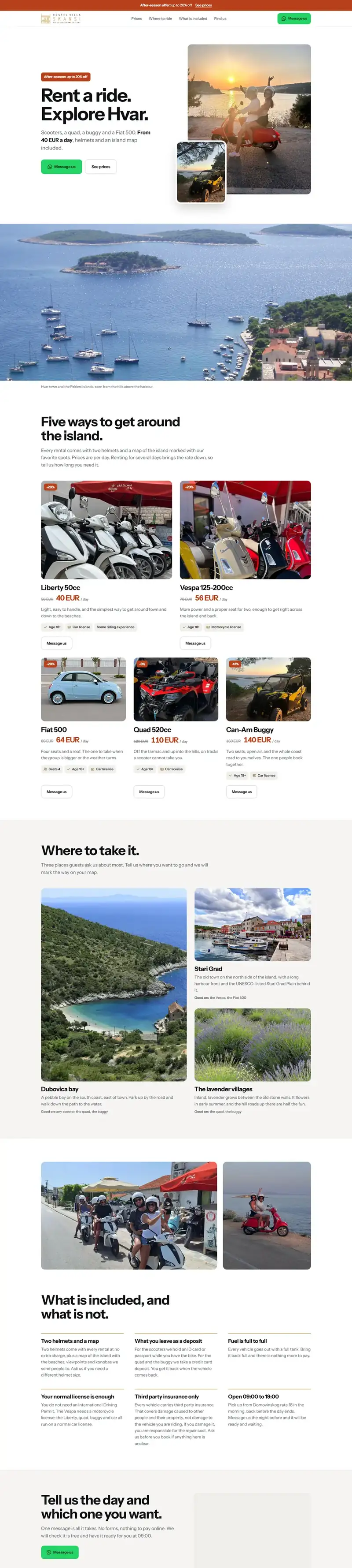 Stranica hostelskansirent.com na računalu